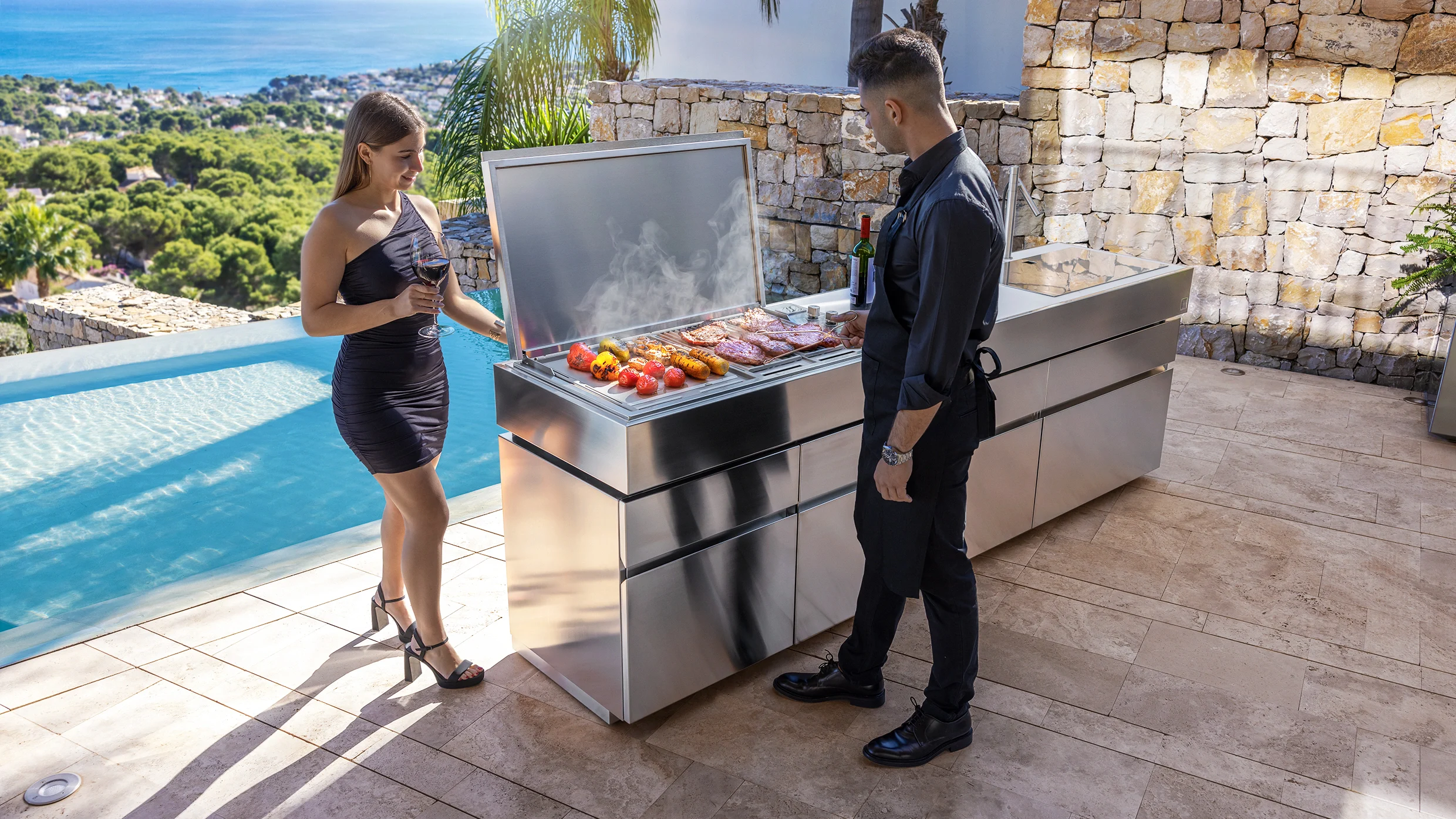 cozinha com churrasqueira no quintal